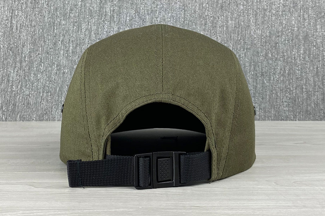 Platte 45 Olive 5 Panel Camper Hat With Snap Enclosure Embroidered Airplane Aircraft Triangle Back