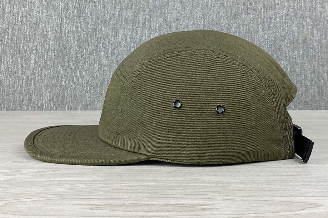 Platte 45 Olive 5 Panel Camper Hat With Snap Enclosure Embroidered Airplane Aircraft Triangle Side
