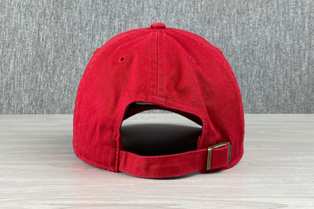 Platte Red Miramar Dad Hat With Red, White, Blue Embroidered Platte P Adjustable With Metal And Fabric Strap Back