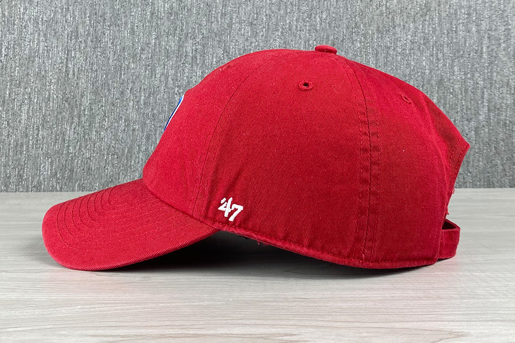 Platte Red Miramar Dad Hat With Red, White, Blue Embroidered Platte P Adjustable With Metal And Fabric Strap Side
